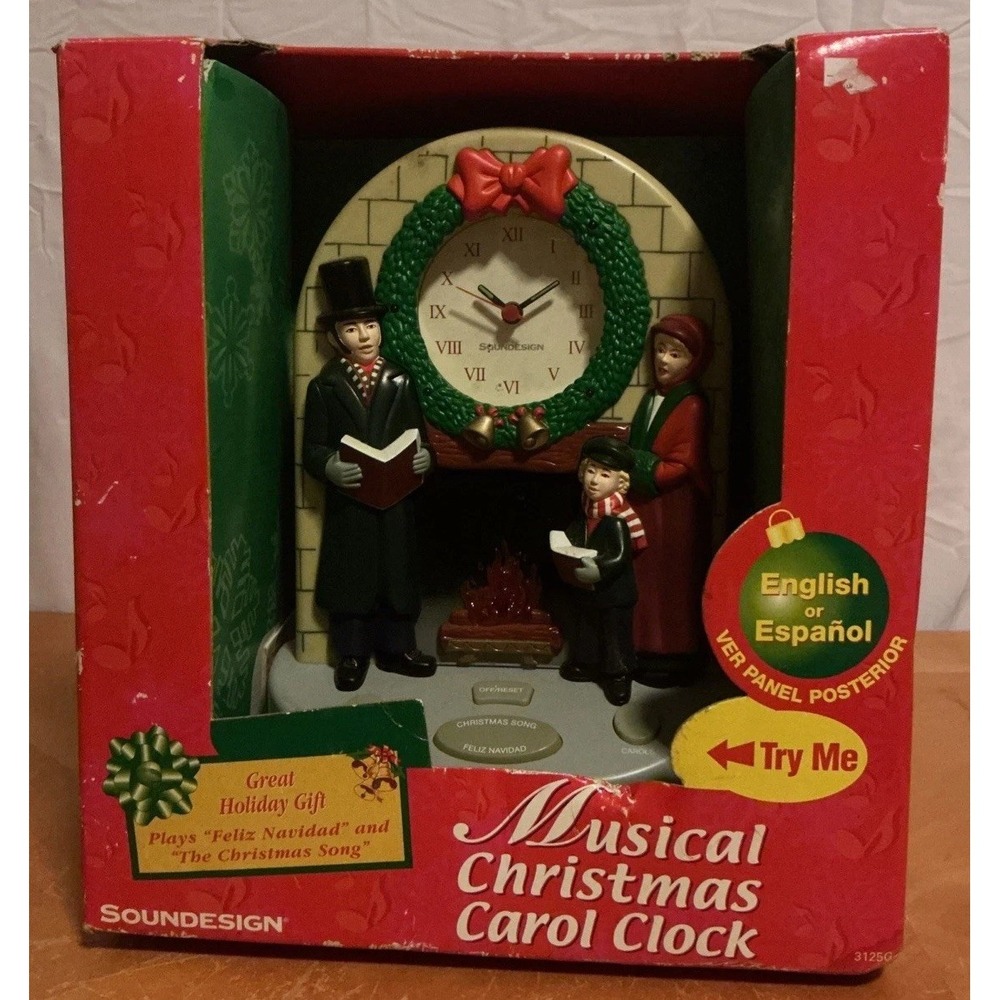 SOUNDESIGN Musical Christmas Carol Clock Bilingual Charles Dickens, Tested